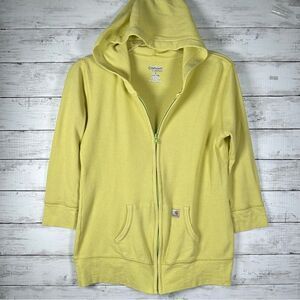Carhartt Women’s Waffle Weave Zip-Up Chartreuse Lightweight Hoodie Size L 12/14
